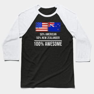 50% American 50% New Zealander 100% Awesome - Gift for New Zealander Heritage From New Zealand Baseball T-Shirt